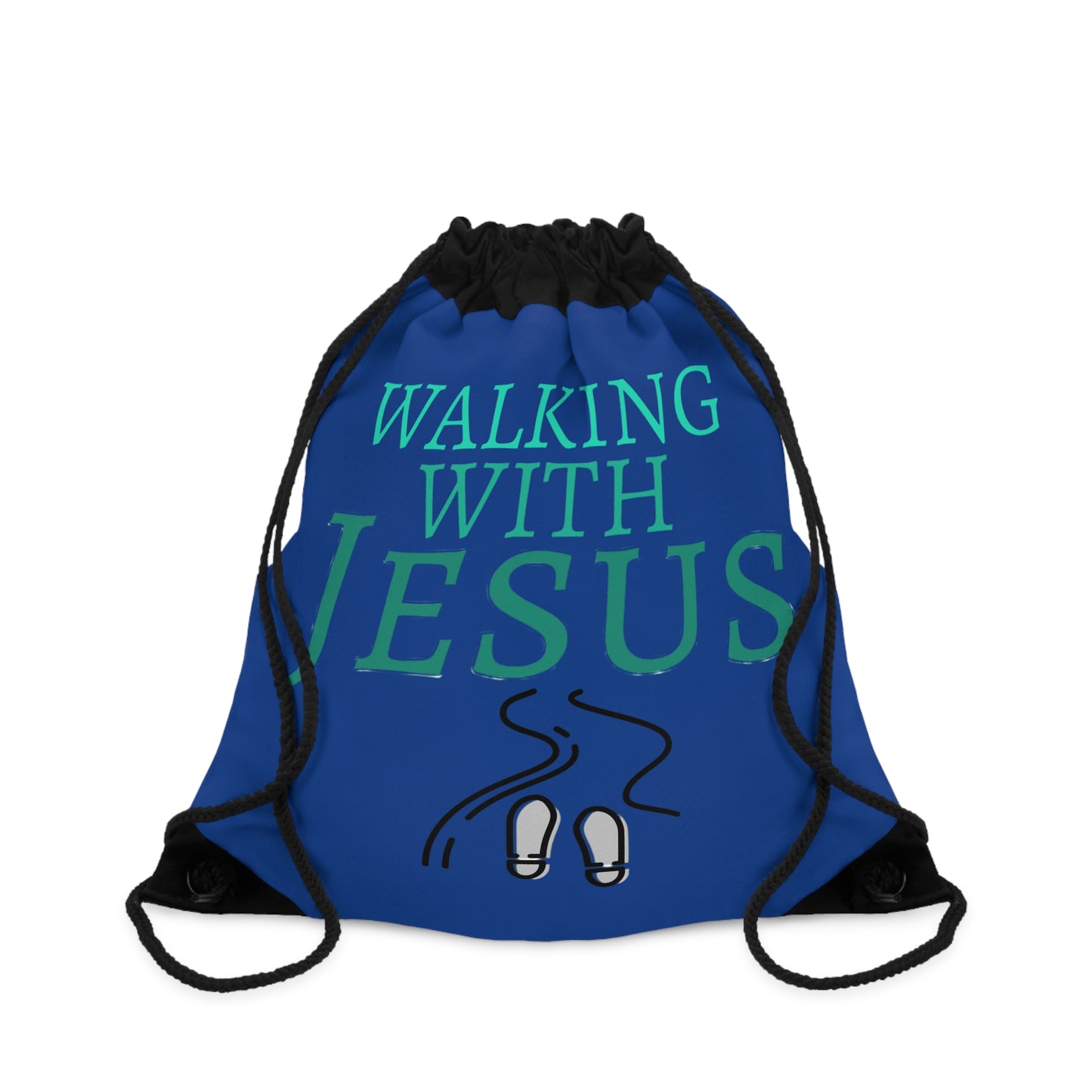 Walking with Jesus Drawstring Bag - Faith-Based Gym Bag, Christian Gift, Inspirational Travel Bag, Kids Sports Bag, Religious Tote