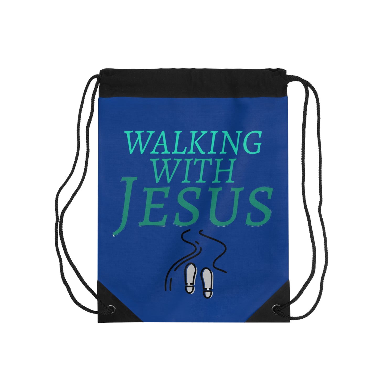 Walking with Jesus Drawstring Bag - Faith-Based Gym Bag, Christian Gift, Inspirational Travel Bag, Kids Sports Bag, Religious Tote