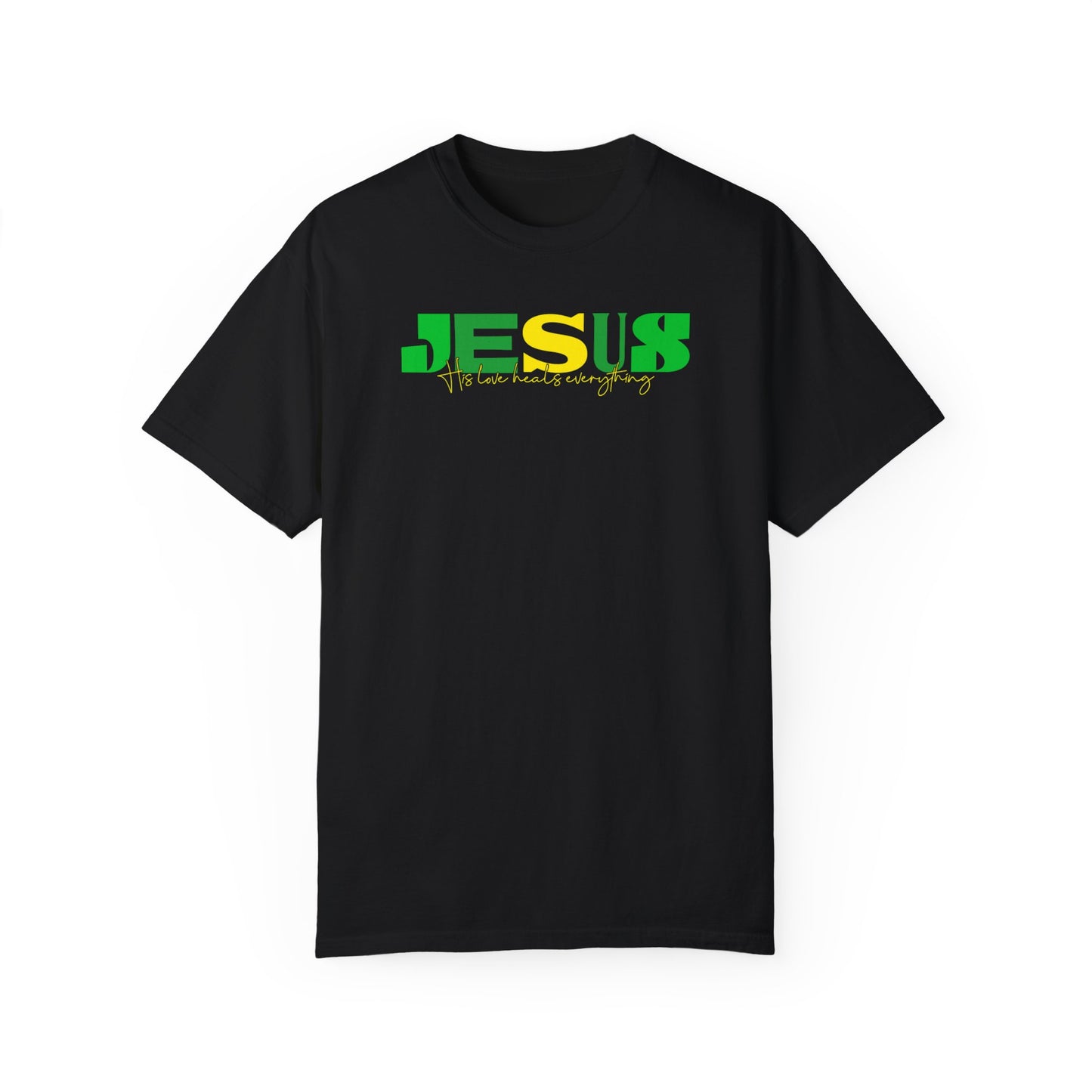 Unisex Garment-Dyed T-Shirt | Vibrant JESUS Design for Faith-Focused Fashion