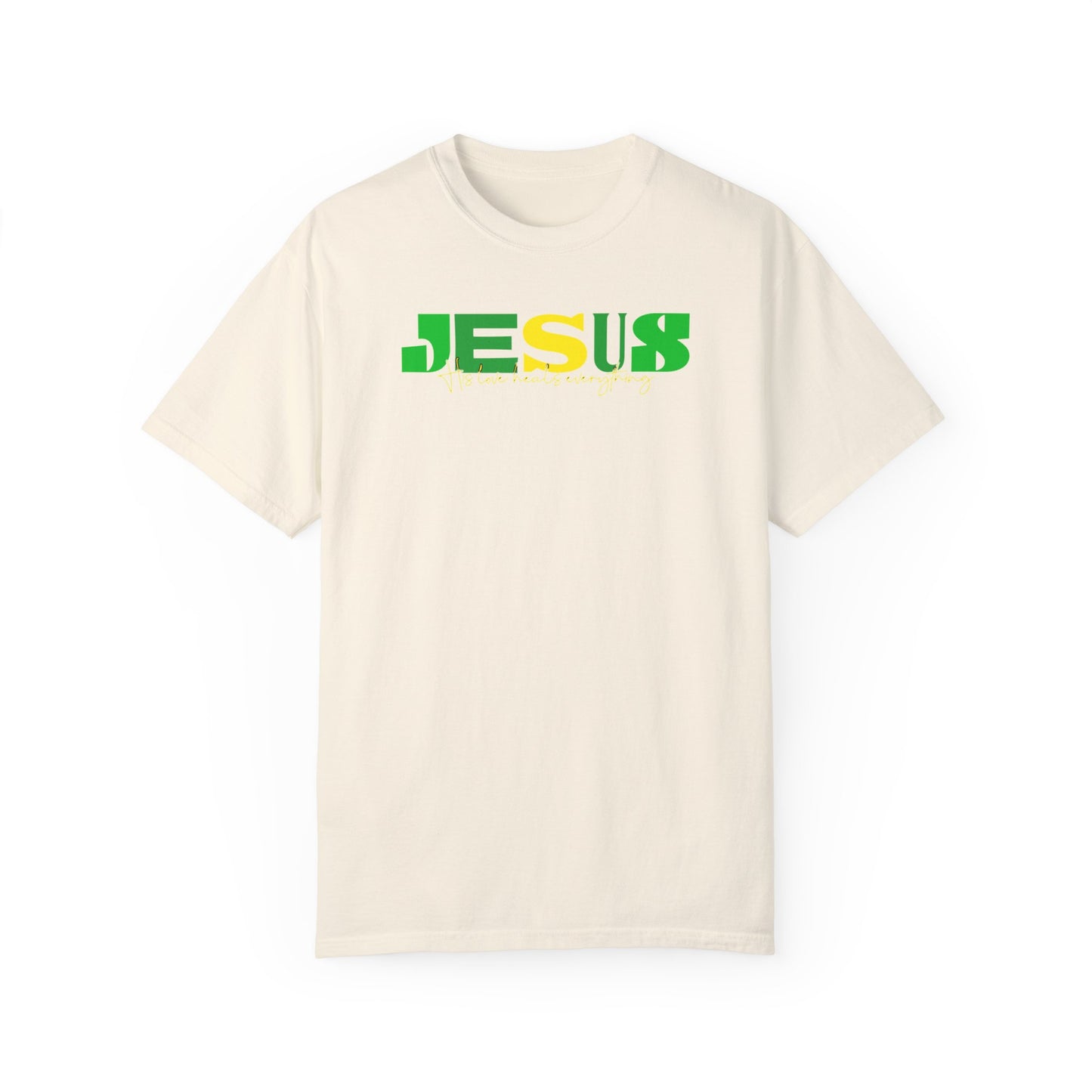 Unisex Garment-Dyed T-Shirt | Vibrant JESUS Design for Faith-Focused Fashion