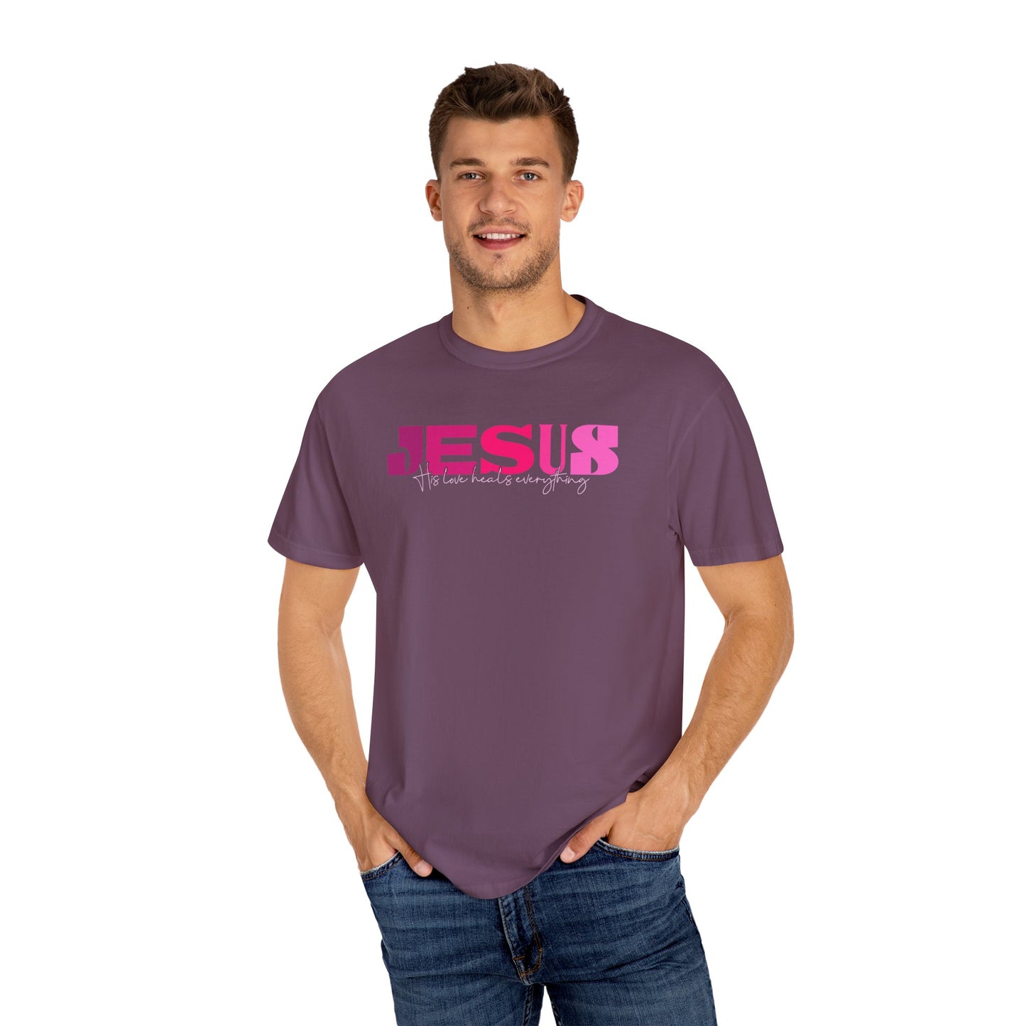 Garment-Dyed Unisex T-Shirt - 'JESUS Heals' Inspirational Tee