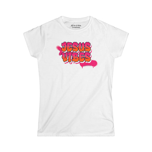 Jesus Vibes Women's Softstyle Tee, Casual T-Shirt, Faith-Based Apparel, Christian Gift, Trendy Religious Top