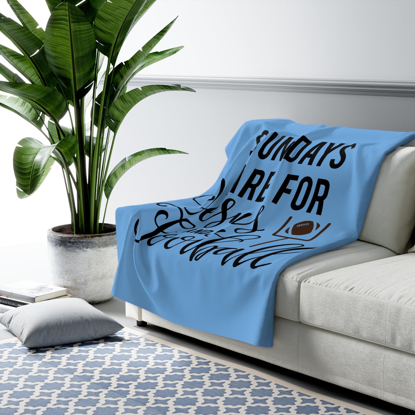 Cozy Sherpa Fleece Blanket for Game Day, Sunday Relaxation, Football Lovers, Home Decor, Gift for Sports Fans
