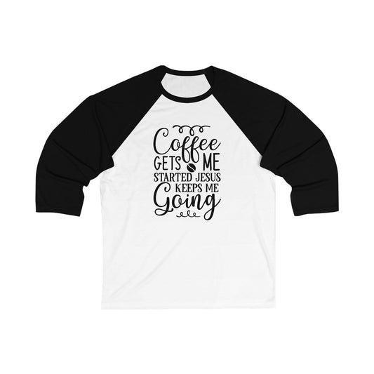 Unisex Baseball Tee - Coffee & Jesus Motivational Shirt, Faith-Based Gift, Ideal for Church, Casual Wear, Christian Apparel