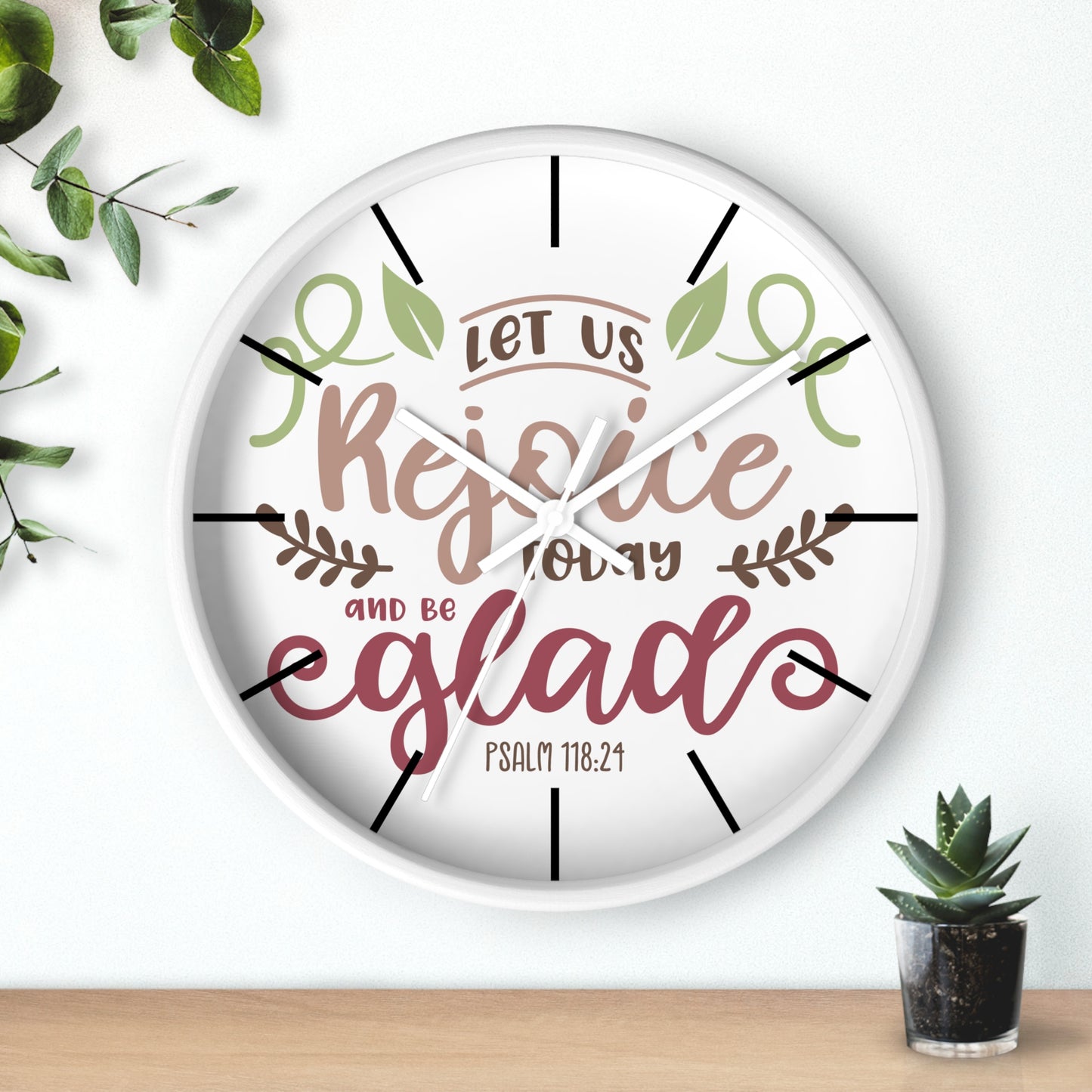 Inspirational Wall Clock: Let Us Rejoice Today and Be Glad, Christian Home Decor, Motivational Gift, Psalm 118:24, Faith-Based Wall Art