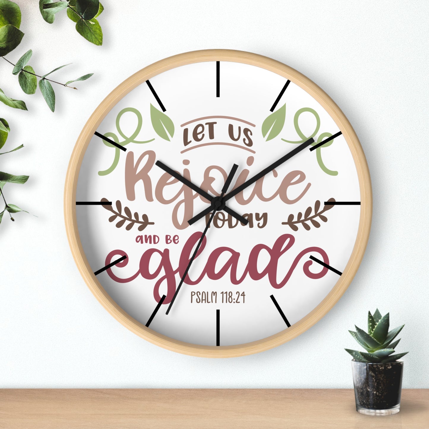 Inspirational Wall Clock: Let Us Rejoice Today and Be Glad, Christian Home Decor, Motivational Gift, Psalm 118:24, Faith-Based Wall Art