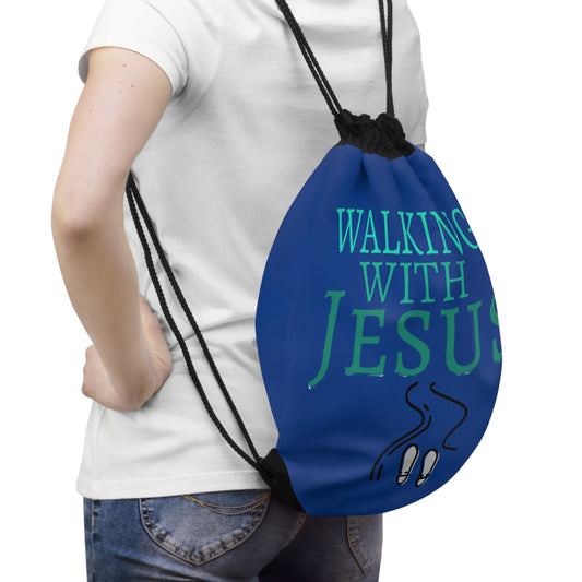 Walking with Jesus Drawstring Bag - Faith-Based Gym Bag, Christian Gift, Inspirational Travel Bag, Kids Sports Bag, Religious Tote