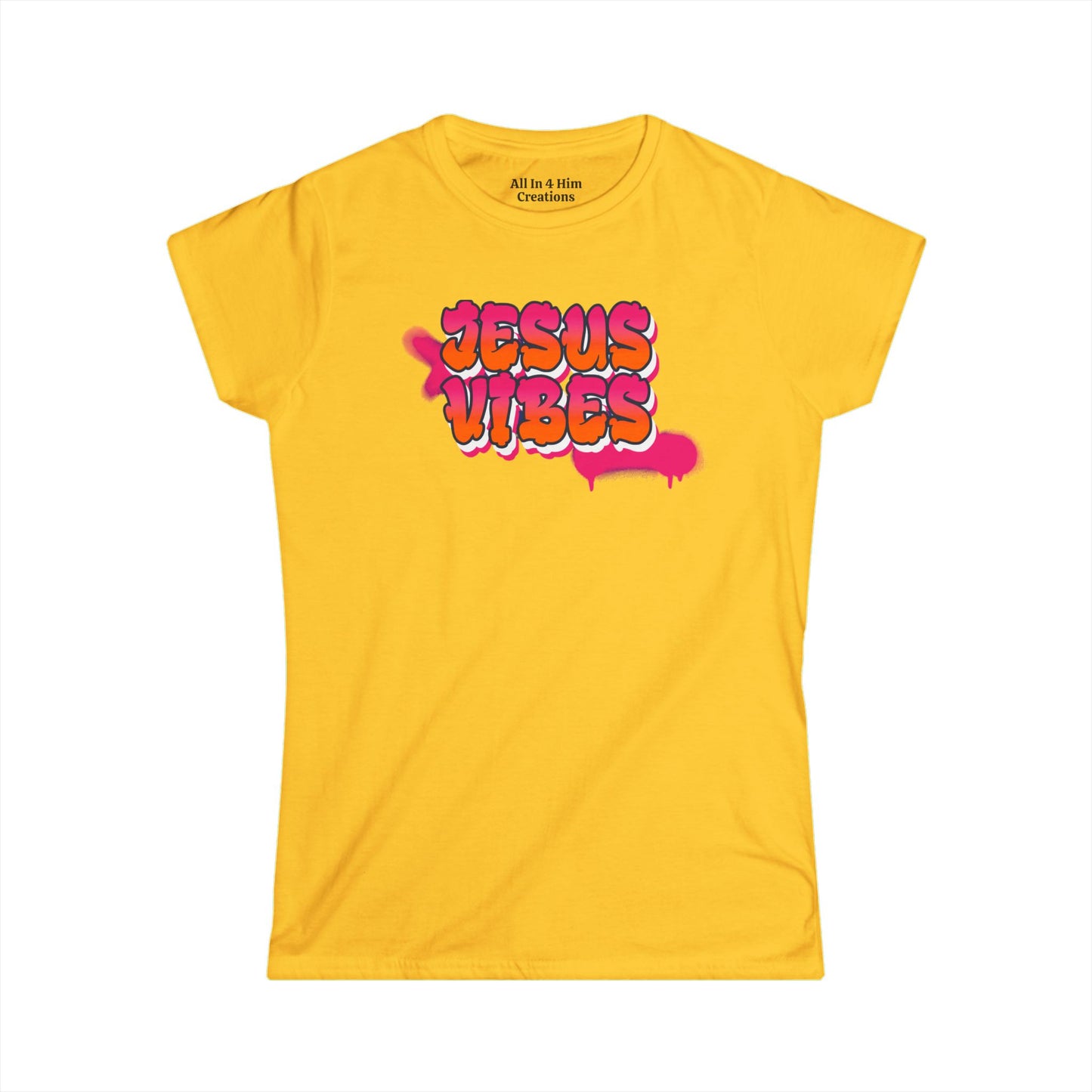 Jesus Vibes Women's Softstyle Tee, Casual T-Shirt, Faith-Based Apparel, Christian Gift, Trendy Religious Top