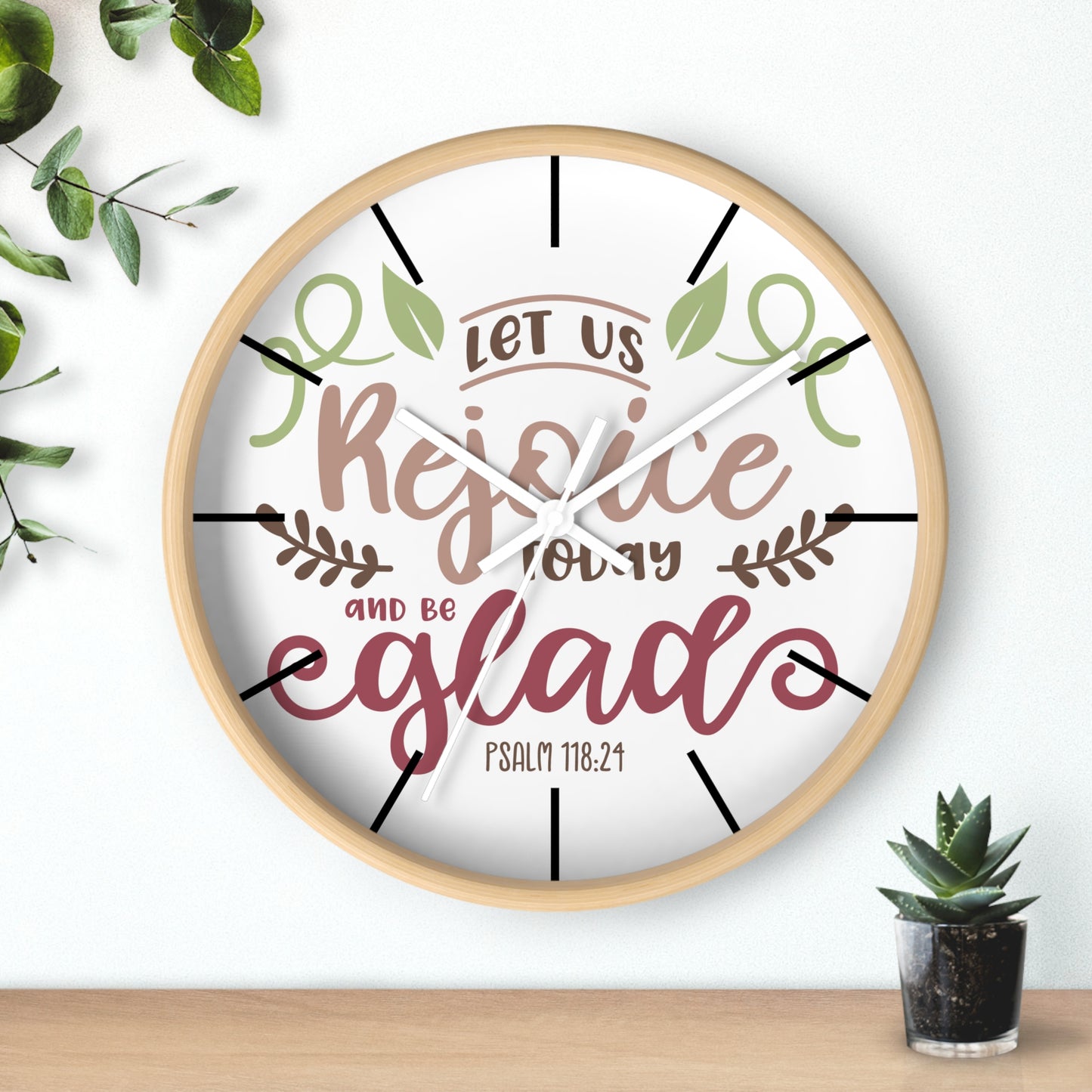 Inspirational Wall Clock: Let Us Rejoice Today and Be Glad, Christian Home Decor, Motivational Gift, Psalm 118:24, Faith-Based Wall Art